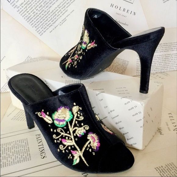 Urban Outfitters Shoes - Urban Outfitters Velvet Embroidery Floral Mule 7